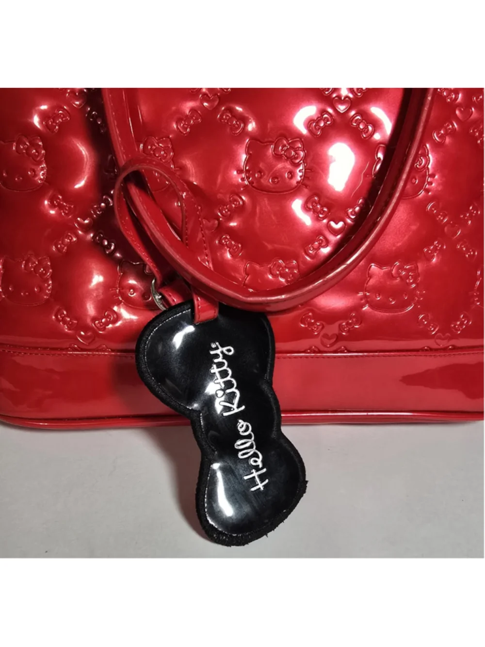 Vintage Loungefly x Hello Kitty Cherry Red Patent Leather Bowler Bag Y2K Sanrio
